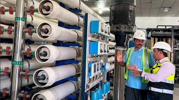 Reverse osmosis with control panel at Safi water reuse plant