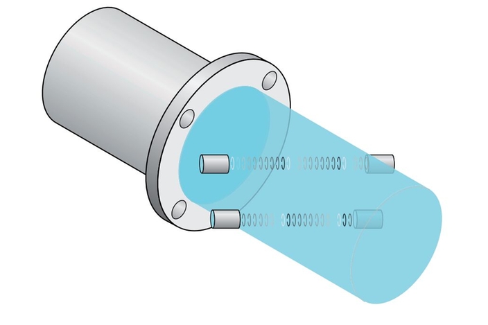 Graphic showing an ultrasonic inline sensor
