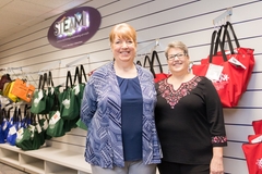 Jane Weisenbach and Linda Messick at the Greenwood Library