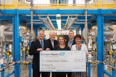 Greenwood Education Foundation and Endress+Hauser, Big Check Photo, STEM Grant Greenwood Education Foundation Big Check Photo