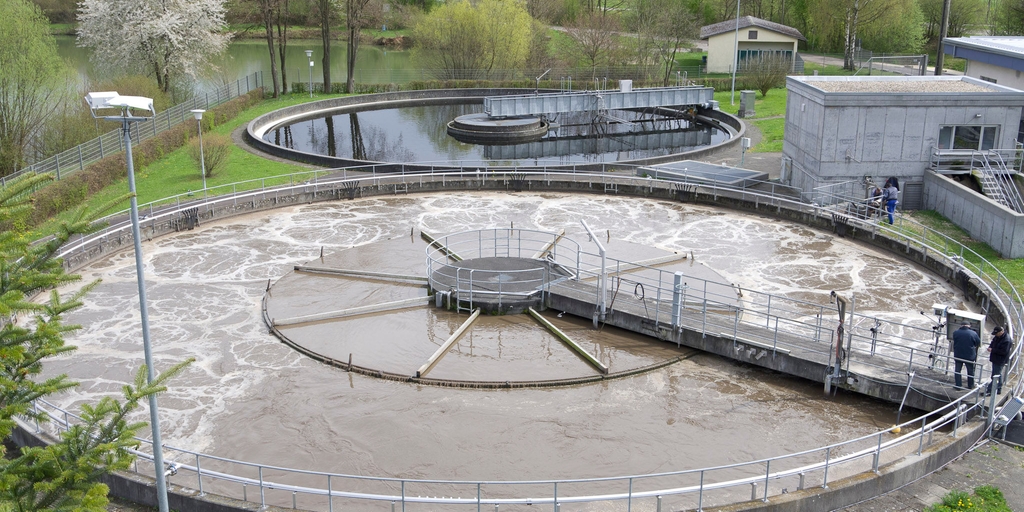 Orthophosphate measurement in sewage treatment plant The aeration tank of a sewage treatment plant.